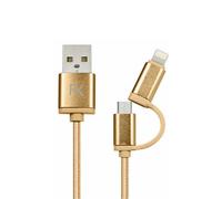 FX 2 in 1 Braided 'Charge & Sync Cable' 3m Gold FX Gold