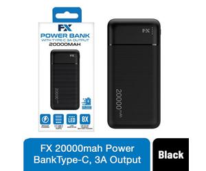 Fx 20000Mah Power Bank Type-C 3A Output Black - Heavy Duty Battery Backup For Job Site