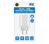 FX Dual EU Main Charger USB-C and USB-A, White