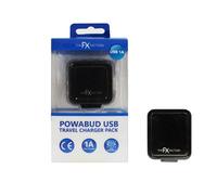 FX Factory Powabud 5V/1A USB Portable Mains Wall Charger for iPhone/iPad/Samsung Tab/iPod/Smartphone/5V Tablet/Bluetooth Speaker/Headset - Black