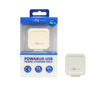 FX Factory Powabud 5V/1A USB Portable Mains Wall Charger for iPhone/iPad/Samsung Tab/iPod/Smartphone/5V Tablet/Bluetooth Speaker/Headset - White