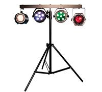 FX Lab 4-Way Mobile DJ Light & Stand Set - includes 4 LED lighting effects and T-Bar stand with sound to light mode