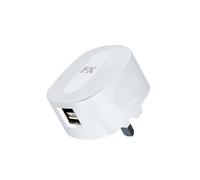 Fx Mains Charger Dual Usb 2.4 Amp Plug (Uk) For Smart Phones & Tablets, White