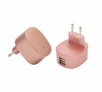 FX Multicoloured Dual USB 'Mains Charger' 2.4 AMP Plug Rose Gold FX Rose Gold
