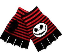FX Nightmare Halloween Christmas Fingerless Gloves, Black and Red Stripe