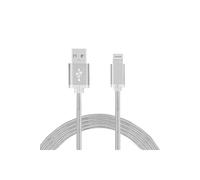 FX Powabud Braided USB 'Data Cable' for iPhones Sync & Charge Silver FX Silver