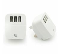Fx Powabud Mains 2 Port Usb Or 3 Port Usb Charger, 3Port Usb 3.1Amp - White