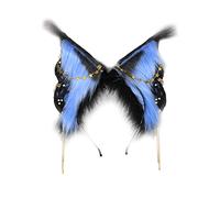 Fxaelian Cosplay Animal Blue Butterfly Fairy Fox Wolf Cat Dog Ears Headband Hairband Halloween Costume Party Headpiece Headwear Hair Accessories Fluffy Faux Fur