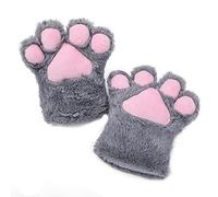 Fxaelian Cosplay Animal Cat Wolf Bear Dog Fox Paws Claws Gloves Mittens Halloween Christmas Cosplay Party Costume Accessories A Light Grey