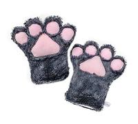 Fxaelian Cosplay Animal Cat Wolf Dog Fox Bear Paws Claws Gloves Mittens Halloween Christmas Cosplay Party Costume Accessories A Grey