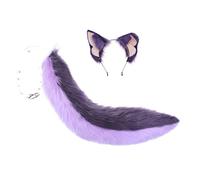 Fxaelian Cosplay Animal Comic Purple Fox Cat Dog Squirrel Wolf Tail and Ears Headband Hairband Set Anime Halloween Cosplay Party Costume Accessories F Purple