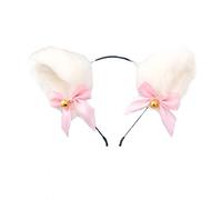 Fxaelian Cosplay Comic Anime Animal Fox Cat Dog Ears Headband Hairband Hir Hoop with Jingle Bells Bows Halloween Cosplay Costume Party Ears Headpiece Hair Accessories Headwear Pure White