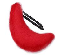 Fxaelian Unisex Womens Mens Fox Big Tail Anime Comic Cat Dog Wolf Tail Set Faux Fur Lolita Holloween Animal Cosplay Tail Party Costume Accessories for Adult Kids Women Men Teen Girls Boys Red