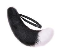 Fxaelian Womens Mens Anime Comic Faux Fur Fox Big Tail Cat Dog Wolf Tail Set Furry Lolita Holloween Animal Cosplay Tail Party Costume Accessory for Adult Kids Women Men Teen Girls Boys Black White