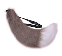 Fxaelian Womens Mens Fox Big Tail Anime Comic Cat Dog Wolf Set Cute Lolita Holloween Animal Cosplay Party Costume Accessory for Adult Kids Women Men Teen Girls Boys Grey White