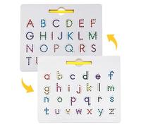 FxaumsGxuk Educational Magnetic Alphabet Letter Tracing Board 31x25.5cm ABS 2-in-1 Double-Sided Magnets Alphabet Practice Board with Pens, Magnet Bead Tablet Pad for Kids Boys Girls