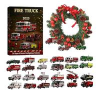 FxaumsGxuk Fire Truck Christmas Calendar, 24 Days 2D Acrylic Funny Christmas Countdown Calendar With Classic & Modern Fire Engines, Firefighting Vehicles Ornament 24 Days Countdown Calendars
