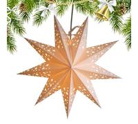 FxaumsGxuk Paper Star Lampshade, Light Up Paper Stars with Light String, Papers Star Lanterns Hanging Stars, Christmas Decorations Hanging Lampshade, Hollow Lampshades Nine-Point Decor Ornament