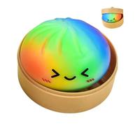FxaumsGxuk Steamed Bun Squeeze Toy, 9x5cm Giant Glitter Dumpling, Rainbow Dumplings Fidget Buns Bao, Colorful Fun Cartoon Soft Fidget Stocking Stuffers, Soft Squeeze Dough