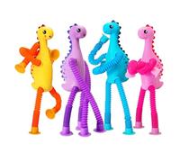 FxaumsGxuk Telescopic Sensory Tube Travel Toy Dinosaur Sensory Tube Set of 4 Educational Fidget Gift with Light for Children's Birthday Party Travel Entertainment Activities