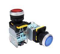 FXB38 LED Light Push Button Switch Without Fixation 12V 24V Momentary Latching On Off Power Buttons Switches Start Stop 1NO1NC 1Pcs(RED,Momentary Self-reset)