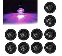 FXC 10x 3/4" Round LED Clearence Light Front Rear Side Marker Indicators Light for Truck Car Bus Trailer Van Caravan Boat, Taillight Brake Stop Lamp (12V,Purple)