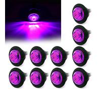 FXC 10x 3/4" Round LED Clearence Light Front Rear Side Marker Indicators Light for Truck Car Bus Trailer Van Caravan Boat, Taillight Brake Stop Lamp (Purple, 12V)