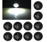 FXC 10x 3/4" Round LED Clearence Light Front Rear Side Marker Indicators Light for Truck Car Bus Trailer Van Caravan Boat, Taillight Brake Stop Lamp (12V,Whitesmoked)