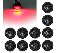 FXC 10x 3/4" Round LED Clearence Light Front Rear Side Marker Indicators Light for Truck Car Bus Trailer Van Caravan Boat, Taillight Brake Stop Lamp Redsmoked