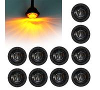 FXC 10x 3/4" Round LED Clearence Light Front Rear Side Marker Indicators Light for Truck Car Bus Trailer Van Caravan Boat, Taillight Brake Stop Lamp (Amber Smoked, 12V)