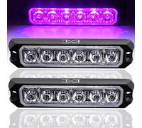 FXC 2pack 6-LED Strobe Light Purple Waterproof Emergency Beacon Flash Lights,Purishion Caution Bar 16 Patterns Flashing Car SUV Pickup Truck Van Vehicle POV