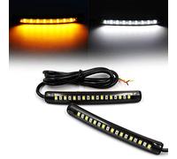 FXC 2x Universal Flexible LED Turn Signal Tail Brake License Plate Light Integrated for Motorcycle Bike ATV Car RV SUV, Brake/Running Tail Light(2Pack) (Amber White)