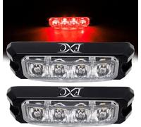 FXC 4-LED Strobe Light Red Waterproof Emergency Beacon Flash Lights,Purishion Caution Bar 16 Patterns Flashing Car SUV Pickup Truck Van Vehicle POV (2 Pack)(4LED Red)