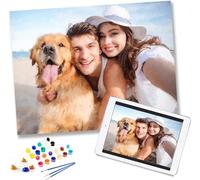 Fxddya Personalized Paint by Numbers Kit for Adults - Acrylic Oil Painting by Number Kits on Canvas, Customized Your Own Pictures, Gifts for Family Friends Pets Home Decor (8X8inch, with DIY Frame)