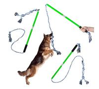 FXGJDeng Interactive Flirt Pole Toy for Dogs Chase and Tug of War,Durable Teaser Wand with Pet Fleece Rope Tether Lure Toy to Outdoor Exercise & Training for Small Medium Large Dogs（Blue and White）