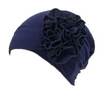 Fxhixiy Chemo Turban Hats for Women Flower Solid Twist Caps Pre Tied Cancer Headwrap Headwear Hair Loss Cover (US, Alpha, One Size, Medium, Navy)