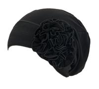 Fxhixiy Chemo Turban Hats for Women Flower Solid Twist Caps Pre Tied Cancer Headwrap Headwear Hair Loss Cover (US, Alpha, One Size, Medium, Black)