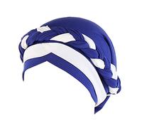 Fxhixiy Hijab Braid Silky Turban Hats for Women Cancer Chemo Beanies Cap Headwrap Headwear, Blue White, One Size