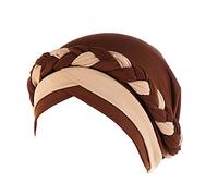 Fxhixiy Hijab Braid Silky Turban Hats for Women Cancer Chemo Beanies Cap Headwrap Headwear, Khaki Coffee, One Size