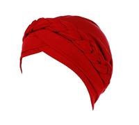 Fxhixiy Hijab Braid Silky Turban Hats for Women Cancer Chemo Beanies Cap Headwrap Headwear, Red, One Size