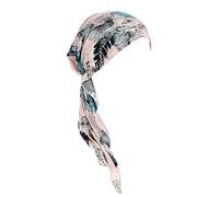 Fxhixiy Pre-Tied Bandana Turban Hat Chemo Cancer Headscarf Headwraps Headwear for Women Hair Cover Hat, Light Pink Leaves, One Size
