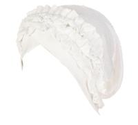 Fxhixiy Turban Hats for Women Ruffle Solid Flower Caps Pre Tied Chemo Cancer Chemotherapy Headwraps Headwear Hair Cover, White, M