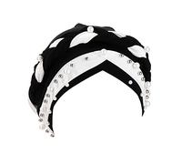 Fxhixiy Women Hijab Beading Pearl Braid Turban Hat Head Scarf Cancer Chemo Beanies Bandana Headwrap Cap, White Black, One Size