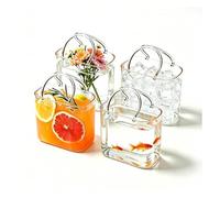 Fxiaobin Bag Glasses for Drinks with Straw Glass Purse Drinking Handbag Multifunctional for Fruit Juice Flowers Fish Tank,4pcs
