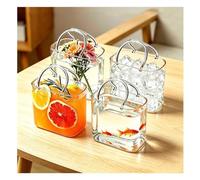 Fxiaobin Purse Drinking Bag Glass with Straw Glass Purse Drinking Handbag Multifunctional for Fruit Juice Tea Flowers Cocktail,4pcs