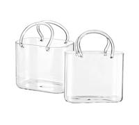 Fxiaobin Purse Glasses for Drinks with Straw Handbag Vases with Handle Multifunctional for Fruit Juice Flowers Fish Tank,2pcs