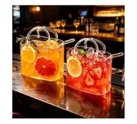 Fxiaobin Purse Shaped Drinking Glass with Straw Glass Bags for Drinks Multifunctional for Fruit Juice Flowers Fish Tank,2pcs