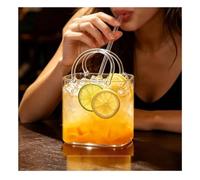 Fxiaobin Purse Shaped Drinking Glass with Straw Glass Purse Cup Multifunctional for Fruit Juice Flowers Fish Tank,1pcs