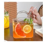 Fxiaobin Purse Shaped Drinking Glass with Straw Purse Drinking Bag Multifunctional for Fruit Juice Flowers Fish Tank,1pcs