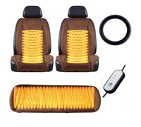 Fxiaobin Super warm and comfortable professional, , Non-Slip Easy Install Winter Driving Kit, heated car seat cover,Brown-mainseat+auxiliaryseat+backseat+